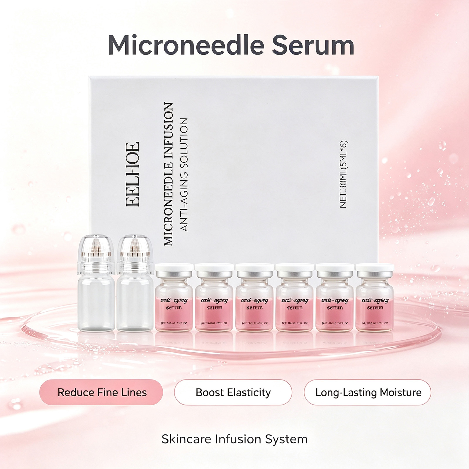 Hyaluronic Acid Facial Serum - Kit de suero con microagujas de